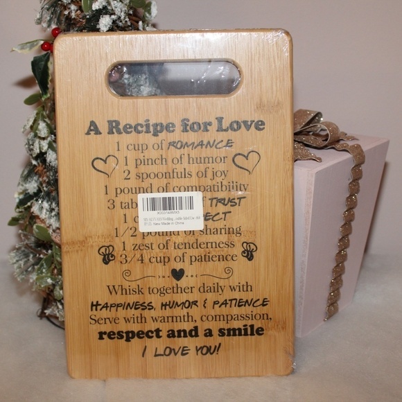 Other - BRAND NEW Wood Cutting Board A Recipe for Love Christmas Gift